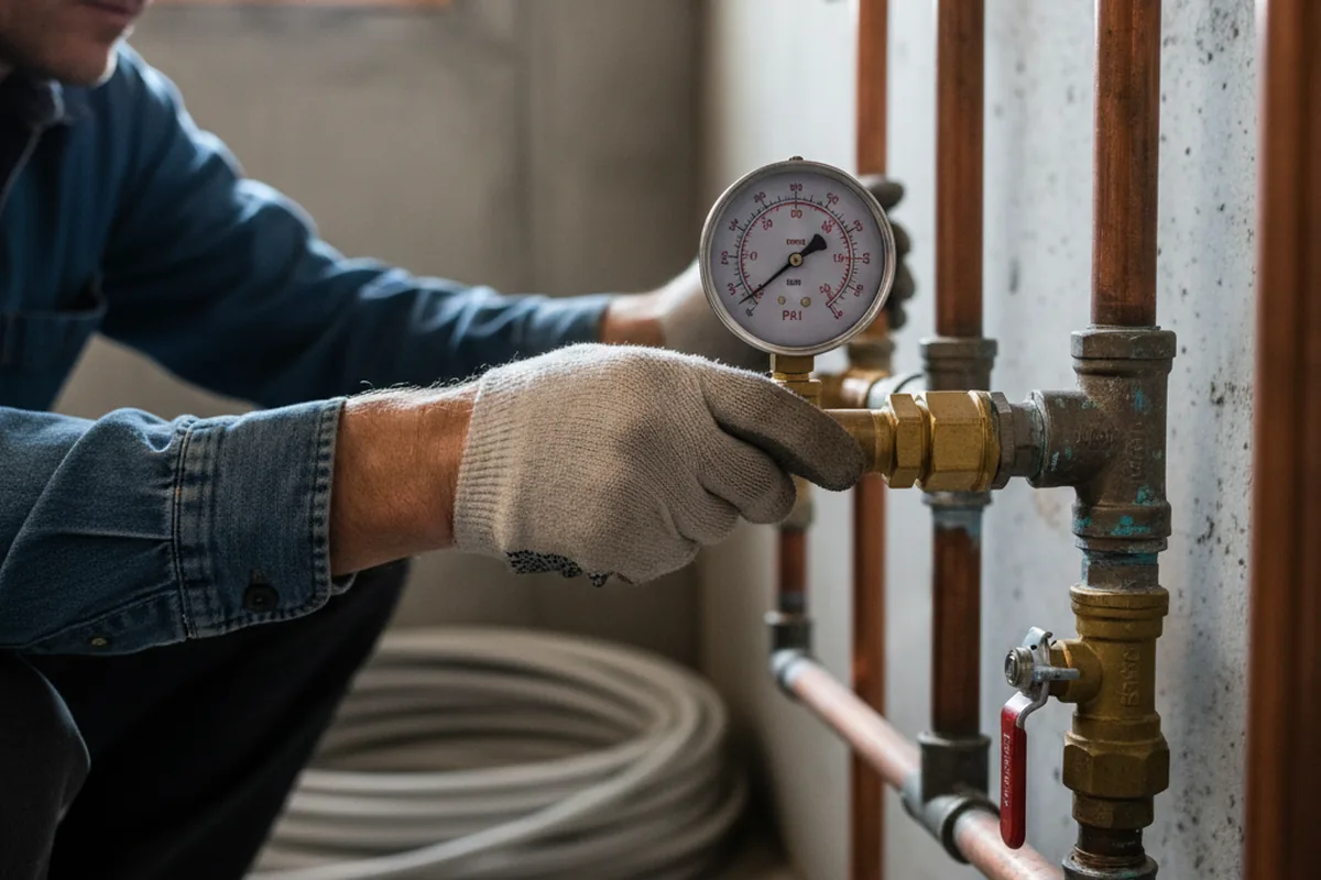 Pressure testing a repaired line during Water Line Repair in Patrick Springs